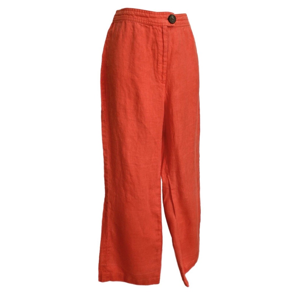 Mara Hoffman Rust Orange Straight Leg Linen Pants